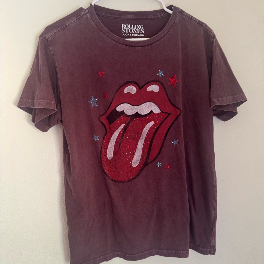 Lucky Brand  The Rolling Stones T Shirt Glam Boho Festival Top‎